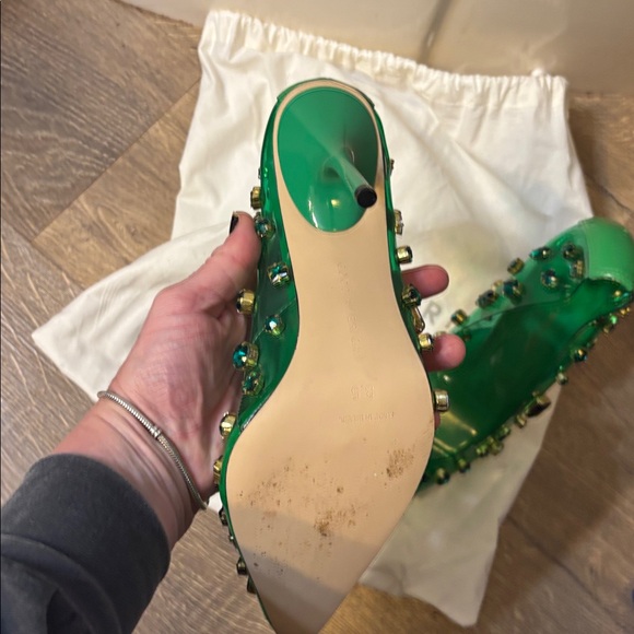 Good American Emerald Embellished Heels